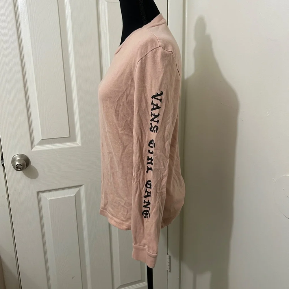 Vans Long Sleeve Light Pink T-Shirt "Vans Girl Gang" on Sleeve Size Small - Picture 3 of 5